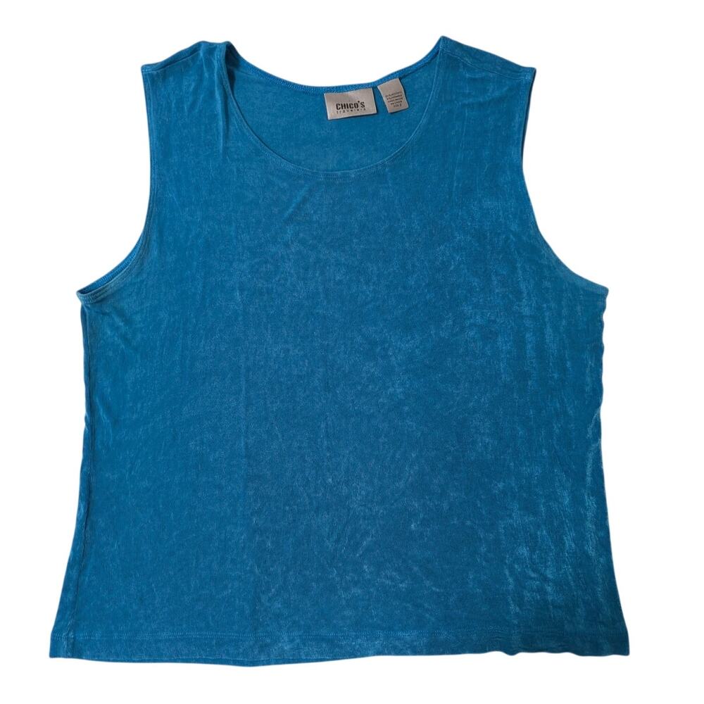 Chico's Traveler's Collection Women's heavy-drape Tank Top Scandi Blue Sz 3 (16)